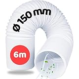 Home Melody Abluftschlauch 150mm 6 Meter PVC flexibel für mobile Klimaanlagen, Wäschetrockner, Abzugshaube, Flexschlauch Flexrohr Abluft-Schlauch Klimagerät Verlängerungsschlauch Fenster Luftschlauch