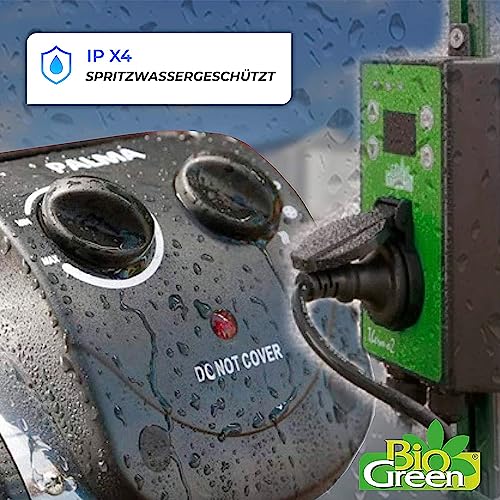 BioGreen Elektro-Gewächshausheizung Palma mit digitalem Thermostat | IPX4 spritzwassergeschützt, energiesparend | 163 m³/h Luftumwälzung | 2000 Watt